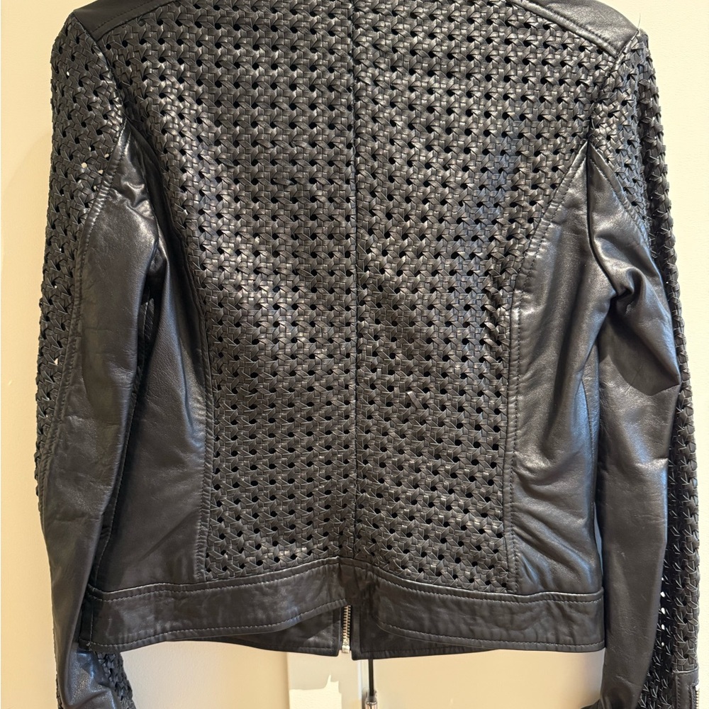 Lamarque Black Perforated Leather Jacket - Picture 4 of 6